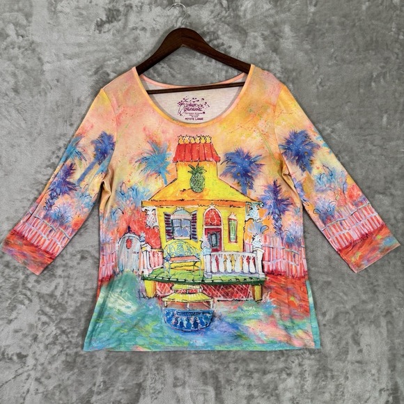 Leoma Lovegrove Tops - Leoma Lovegrove Shirt Womens Petite Large Multicolor 3/4 Sleeve Casual Top